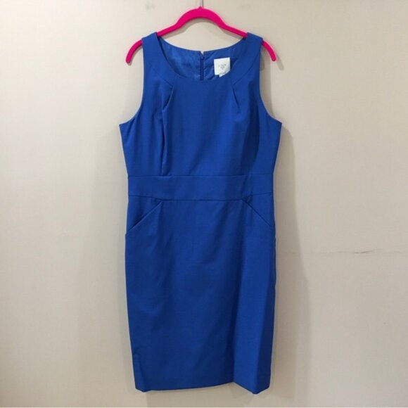 J.crew Womens Size 12 Tailored Suiting Sheated Dress Blue Lightweight Wool - Picture 1 of 6